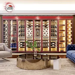 Temperature Wine Cabinet With Led Lights Stainless Steel Whiskey Wine Bar Shelf Kitchen Storage Wine Rack