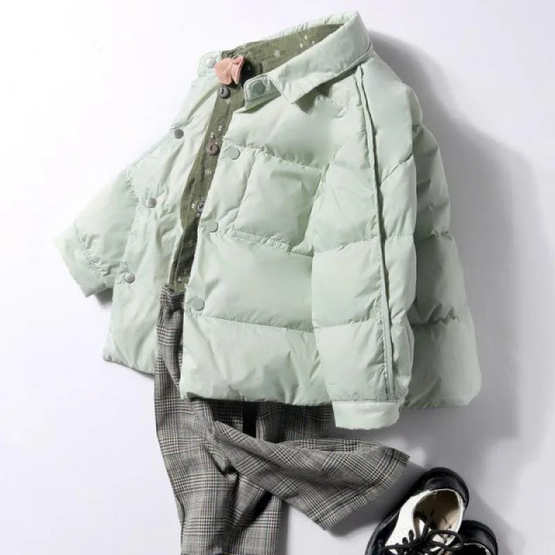 New winter lightweight boy's shirt collar short children's coat