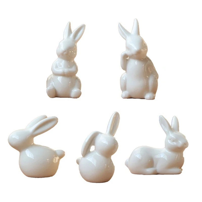 

Y1UB Rabbit Ceramic Figurines Home Decoration China Gift, Modern Statue