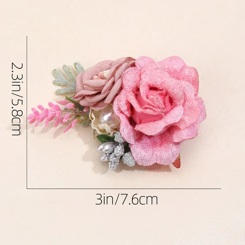 Oaoleer Sweet Girls Artificial Flower Hair Clips Cute Mesh Rose Hairpin with Pearl Barrette Hairgrips Kids Hair Accessories Gift