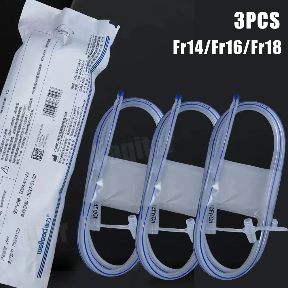 3pcs Fr14/Fr16/Fr18 Disposable Silicone Gastric Tube Nasal Feeding Tube Medical Nasogastric Clear Hose Stomach NG Tube