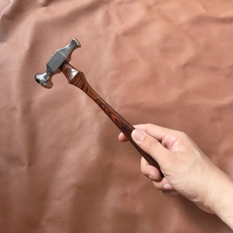 Professional Leather Stitching Hammer - Mirror Polished 4Cr13 Steel & Hardwood Handle For Leather Craft, Jewelry Making