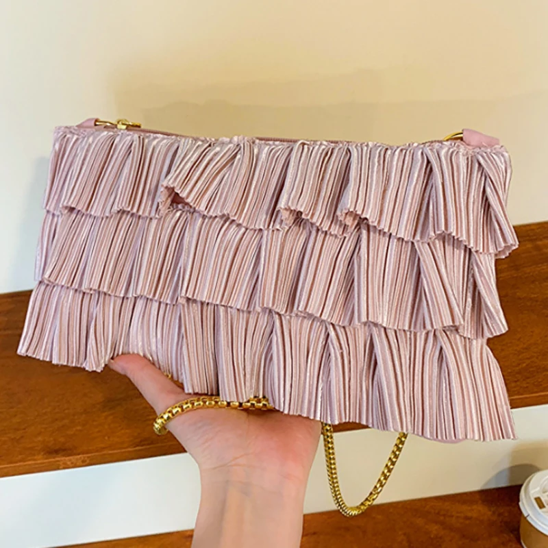 

simple design women bag new fashion pleated women handbag single shoulder crossbody bag small square bag