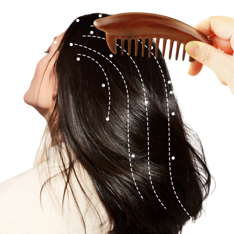 

Dense Toothed Sandalwood Comb Scalp Meridian Massager Anti-static Natural Wooden Massage Comb For Luxurious Hair Care