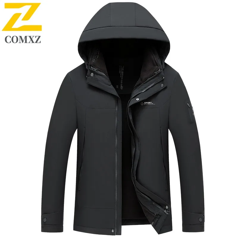 COMXZ Winter Nieuw donsjack Mode Capuchon Camping Lichtgewicht Comfortabele parka Afneembare binnenlaag Verdikt warm kledingstuk