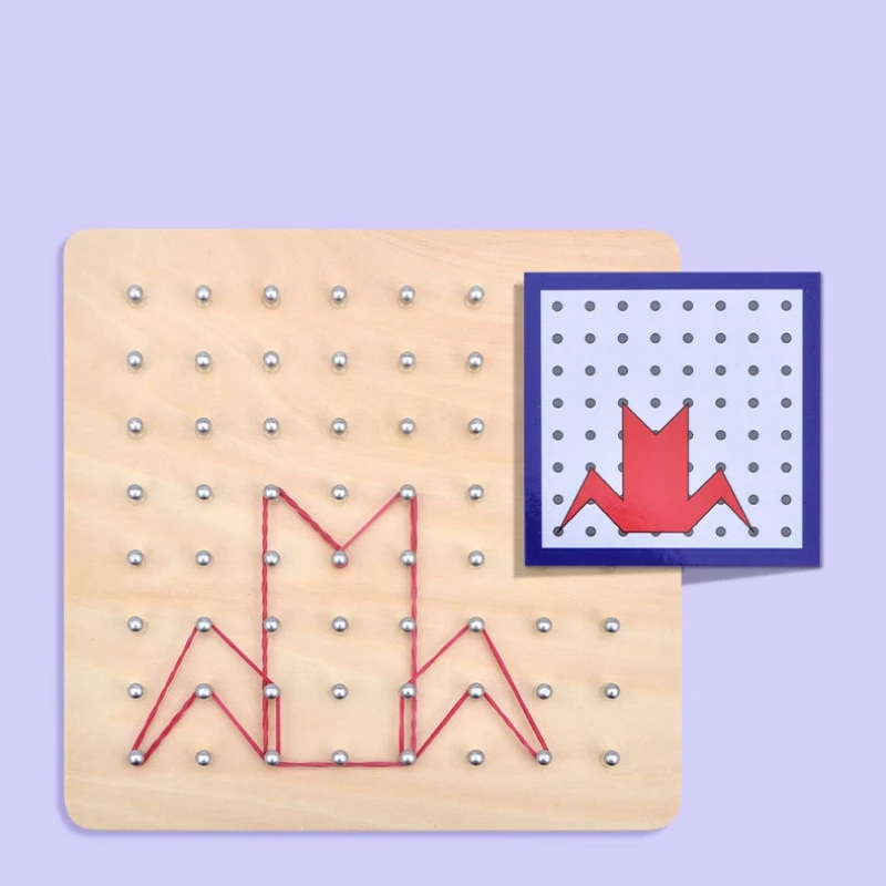 Kinderen Wiskunde Houten Speelgoed Set Geometrische Vorm Elastiekje Spijkerplank Spel Montessori Educatief Creatief Speelgoed Fijne Motoriek