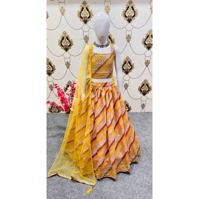 

Dress Indian Ethnic Print Lehenga Choli Children's Wedding Holiday Party Wear European and American Fashion Trends