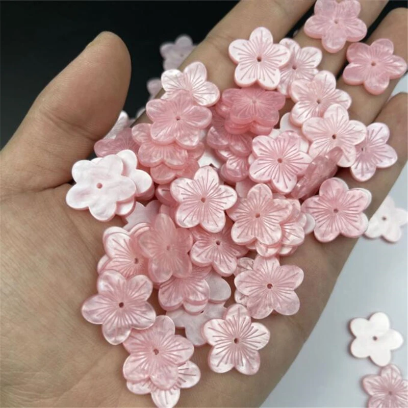 20mm Imitate shell acrylic flower beads pink acetic acid beads connectors for diy earrings hairpin jewelry making accessories