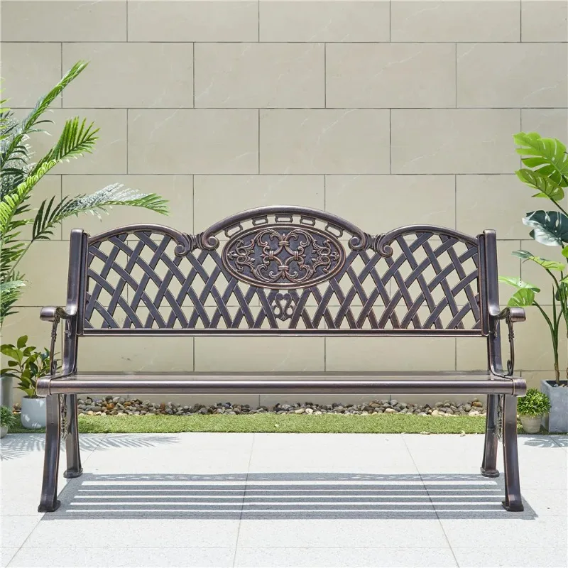 

Modern Leisure Garden Die Cast Metal Outdoor Commercial Comfort Bench Park Cast Aluminum Bench Leg Die Cast Aluminum Bench