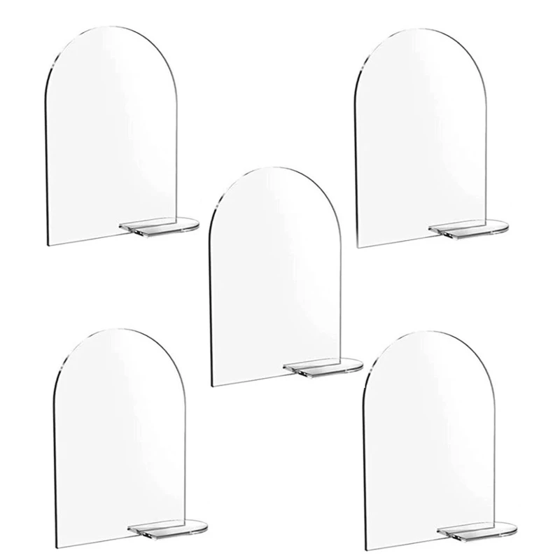 5 Pieces Arch Table Sign Acrylic for Seat Card Guest Name Tag Wedding Banquet Round Top Transparent Place Card for Weddi