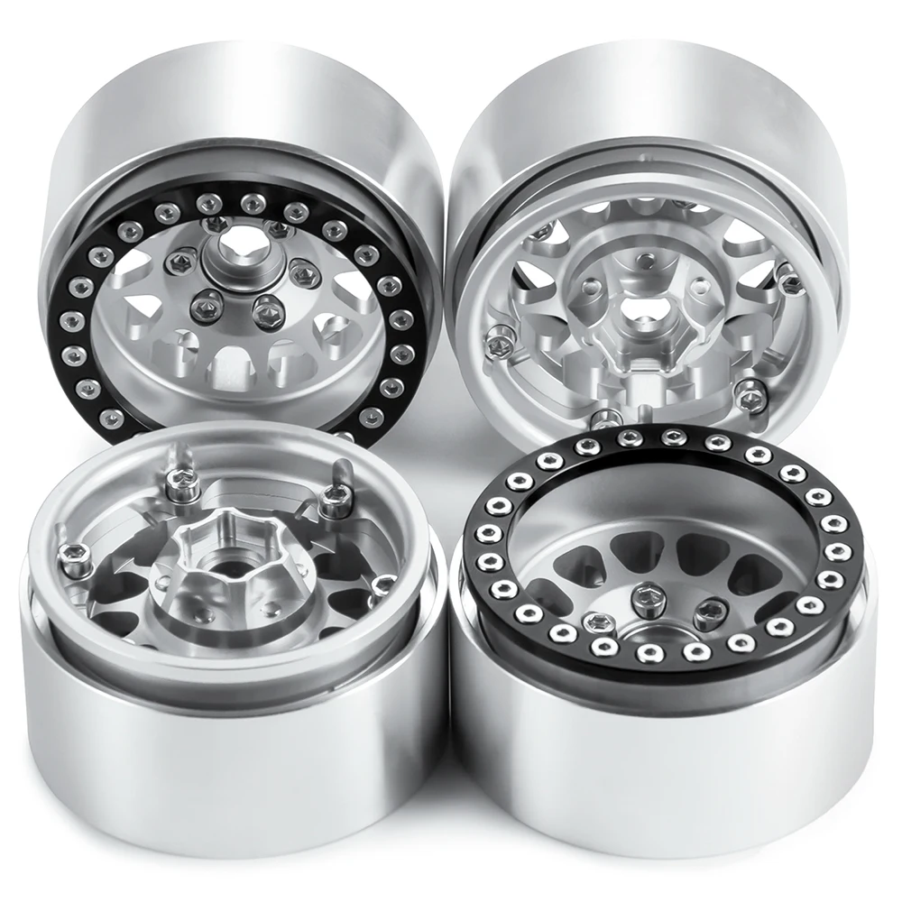 AXSPEED 1.9inch Aluminum Alloy Beadlock Wheel Rims Deep Dish Negative Offset 10mm for Axial SCX10 90046 TRX-4 1/10 RC Car Parts