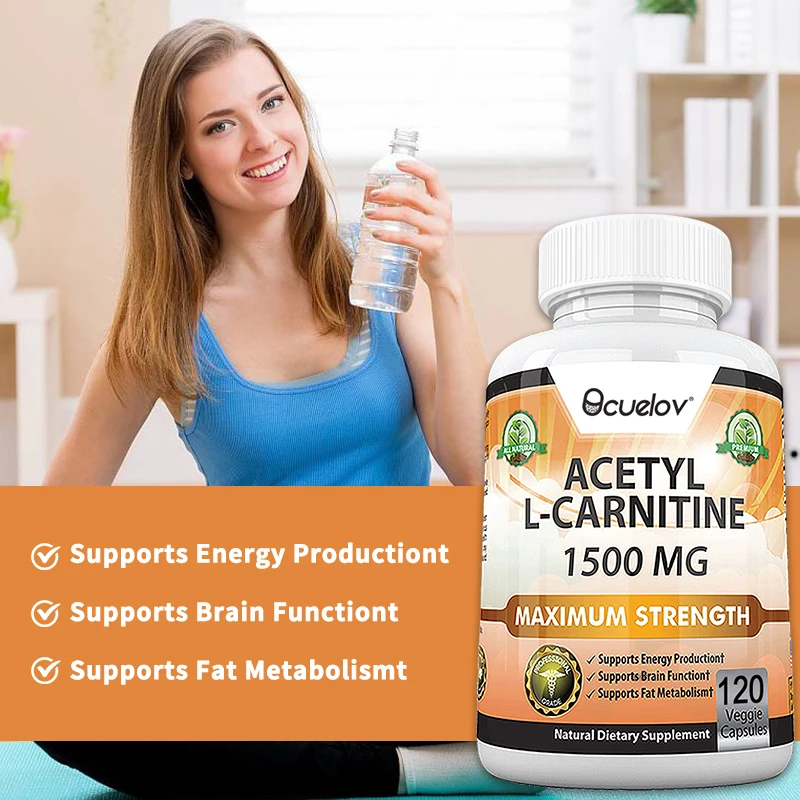 Acetyl L-Carnitine Capsules - Helps Support Brain Health, Improves Energy, Memory and Concentration, and Promotes Fat Metabolism