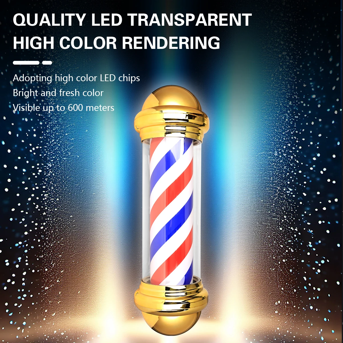 27inch Hair Salon Pole Light Hairdressing LED Sign Wall Mounted Red White Blue Stripes Light Barbershop Rotating Open Sign - Image 5