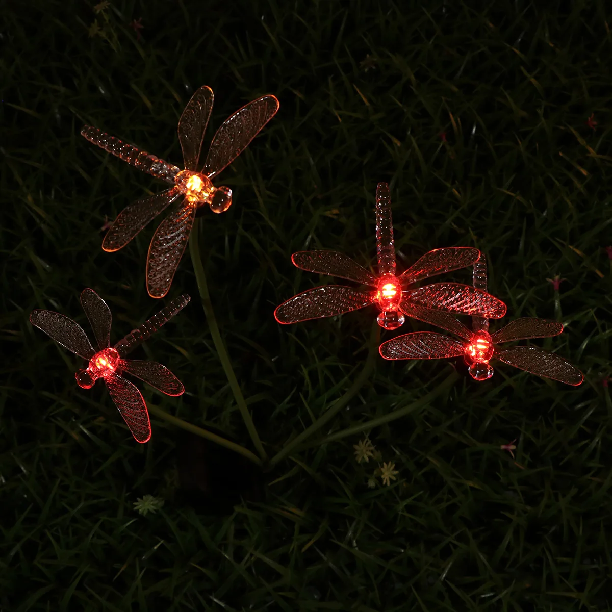 

4 LED Color-changing Lawn Light Black Ground Plug Solar Garden Decoration Waterproof Outdoor Landscape Lighting Dragonfly Shape