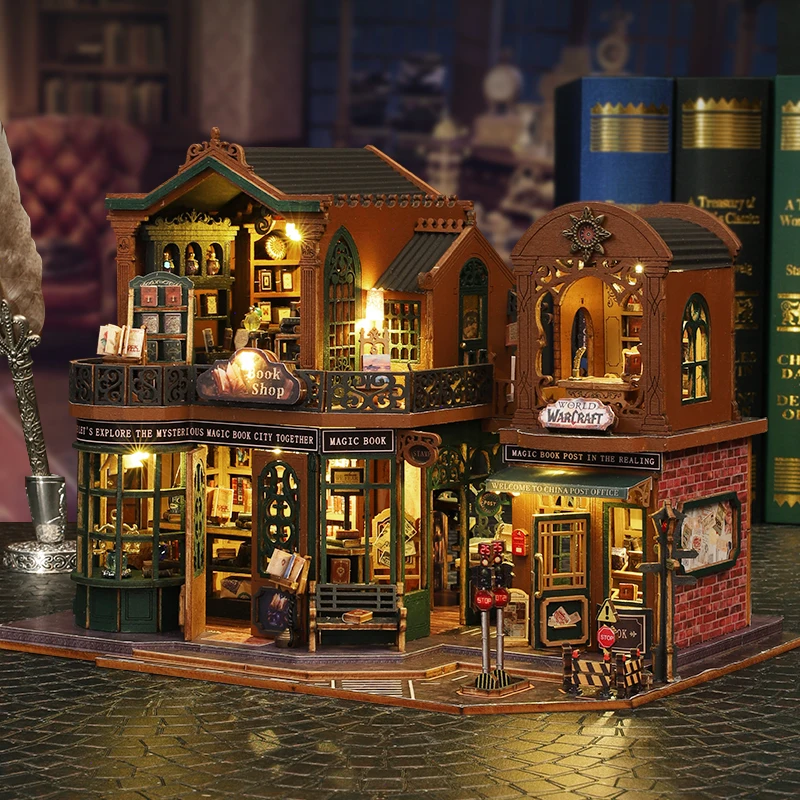 DIY Miniature Model Kit, Twilight Book City Casa Doll Houses, 3D Puzzle Dollhouse com móveis para amigos, presente de Natal