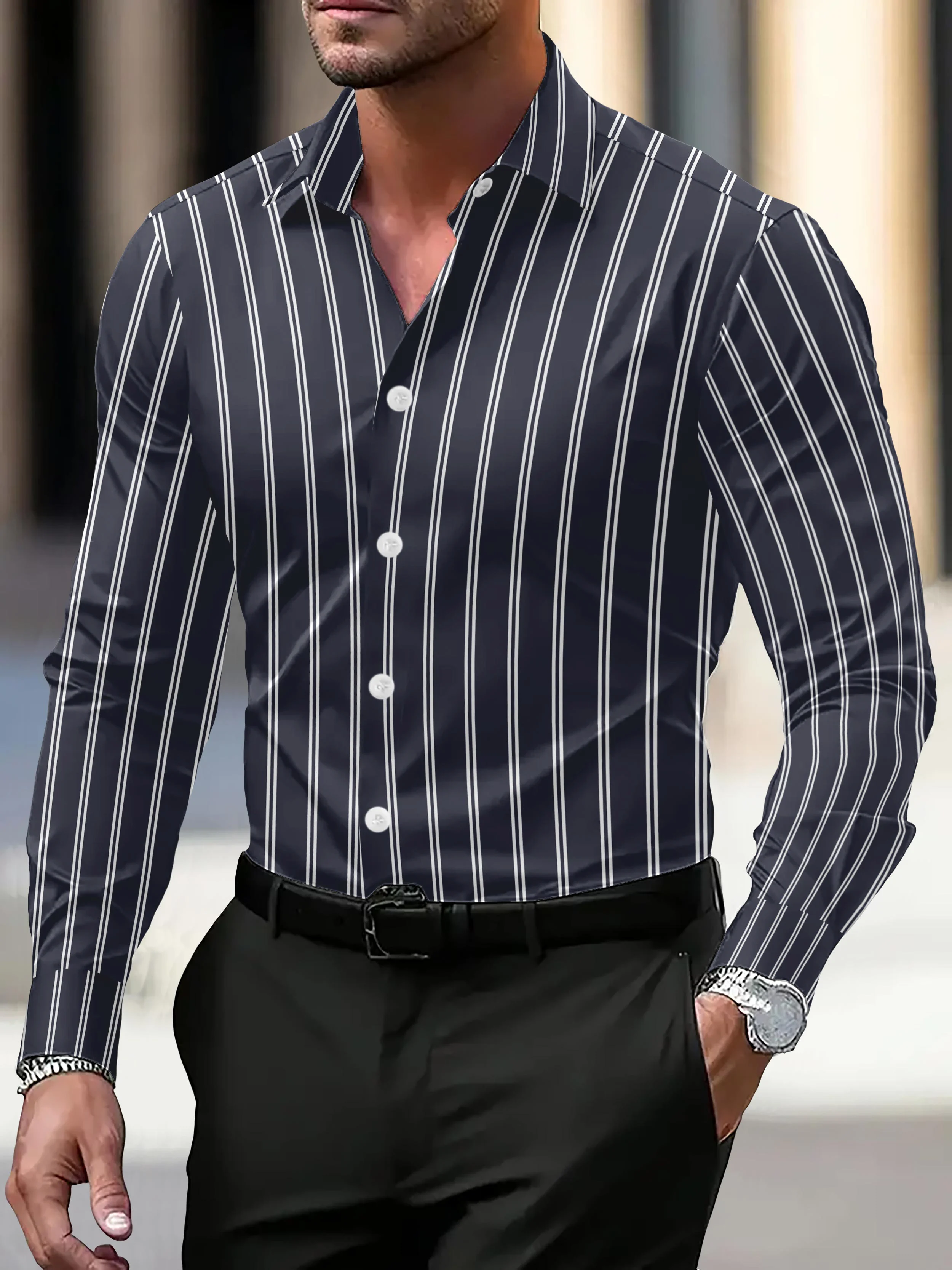New men's spring and autumn casual shirts, fashionable outdoor hiking shirts, machine washable sports shirts
