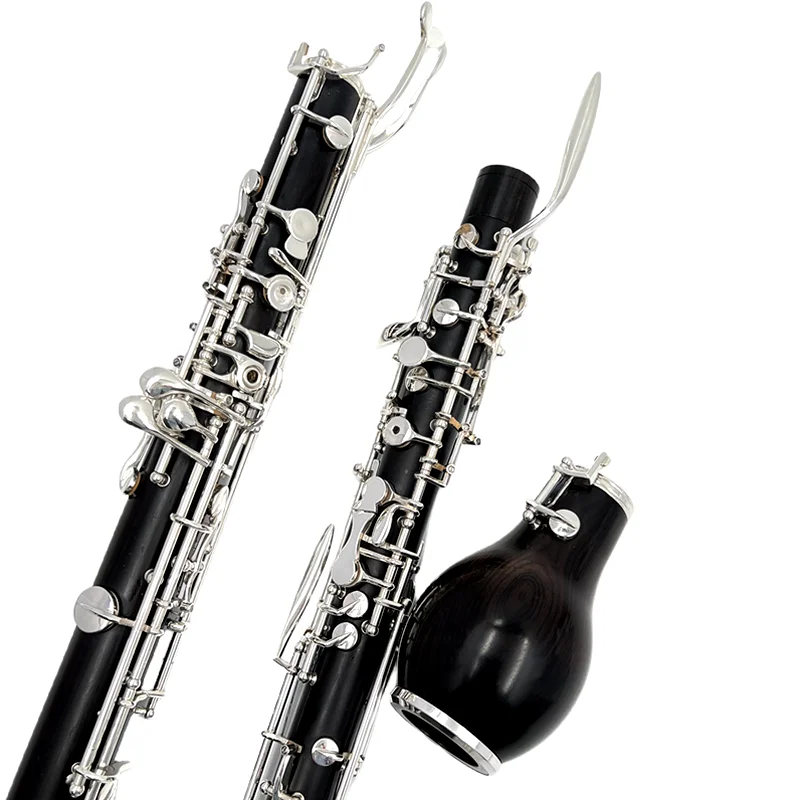 English horn composite wood F key Alto Oboe Solid wood ,Silver-plated Keys Woodwind cloth plush velvet lined