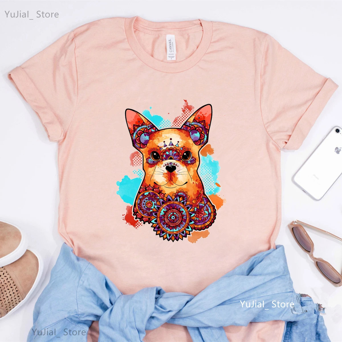 

2024 Hot Sale Funny Tshirt Girls Italian Greyhound/Bohemian Corgi/Bohemian French Bulldog/Chihuahua/Daschund T Shirt Women