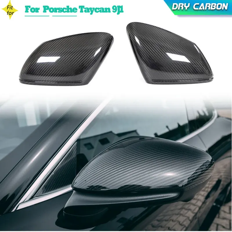 

Dry Carbon Car Rearview Mirror Covers Caps For Porsche Taycan 9J1 Turbo S 2019 2020 Replacement Racing Side Mirror Shell RHD