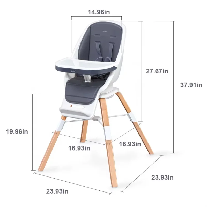 Superior Quality Beach Wood Multi-function Rotate 360 Degrees Baby Chairs