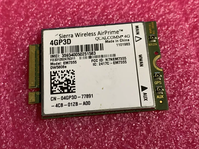 Voor Dell Wireless DW5808e 4G Lte EM7355 Wwan Module Kaart 2Ndhx NPR73 PN01C 4GP3D