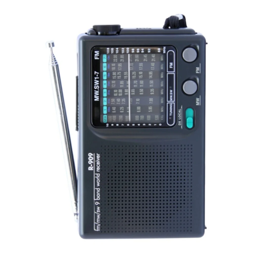 for tecsun R-909 AM FM Shortwave Radio, 9-Band Portable With 360° Rotating for antenna, Local/DX Switch, 3.5mm Jack For Travel