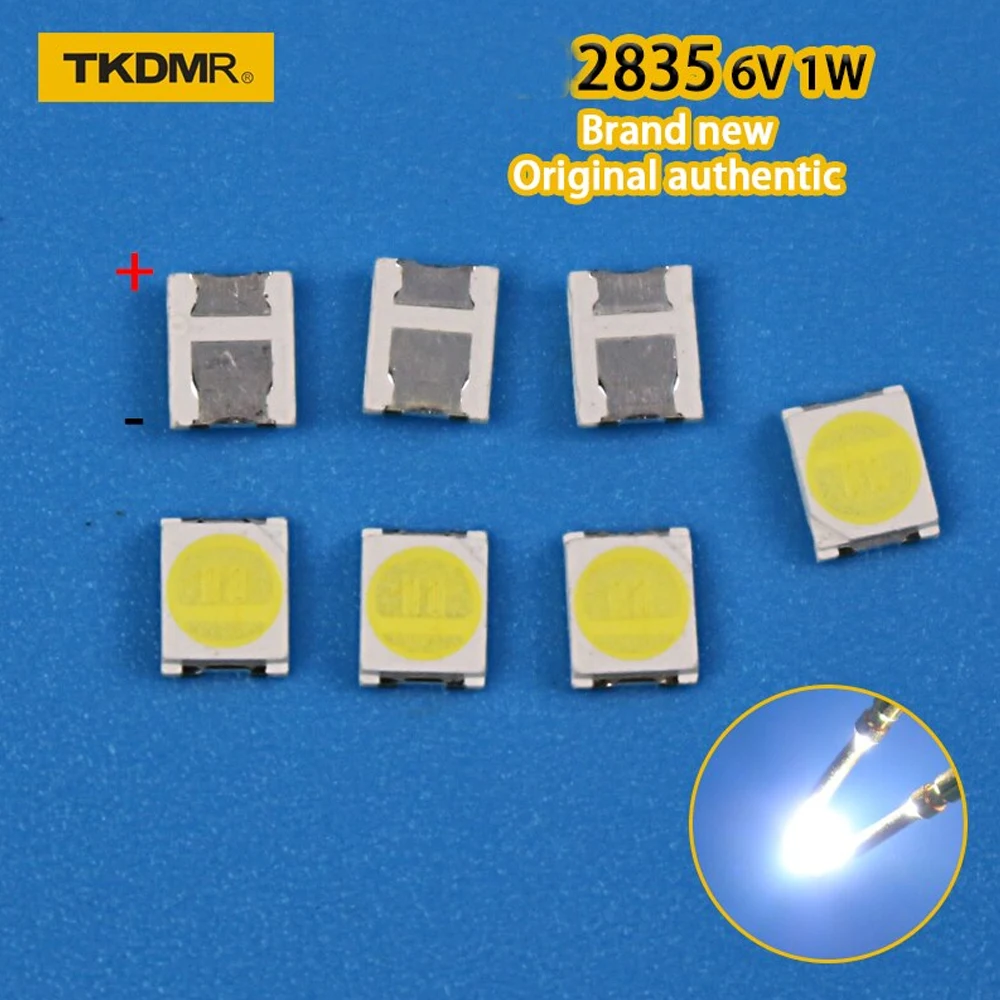 tkdmr 100 pecas original led 3528 2835 1210 contas de luz alta potencia 1w 3v e 6v branco fresco para led tv lcd retroiluminacao aplicacao 01