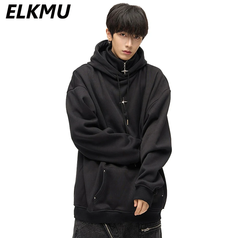 Y2K Harajuku Hoodie Oversized Hooded Sweatshirts Zipper High Neck Techwear Hoodies Unisex Fashion Casual Pullovers Streetwear