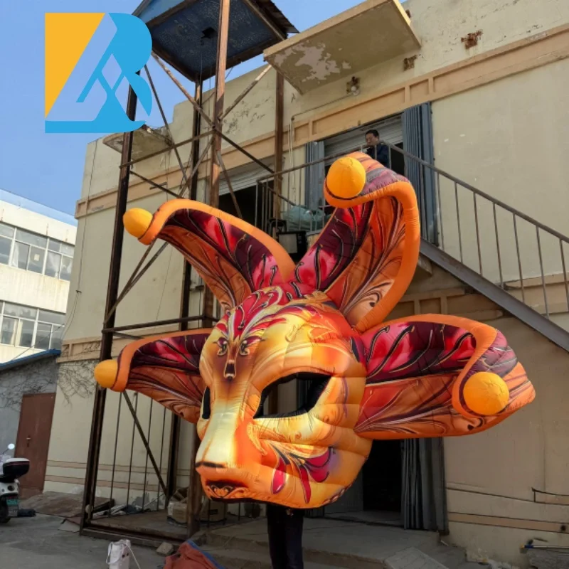 Bespoke Music Festival Theme Giant Hanging Inflatable Fox Mask Design for Fiesta Stage Decoration Toy