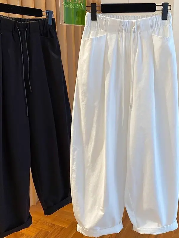 

Мужские летние универсальные тонкие брюки-баллоны INS свободного кроя, очень большие, 300 Pou, повседневные, укороченные, в стиле карго