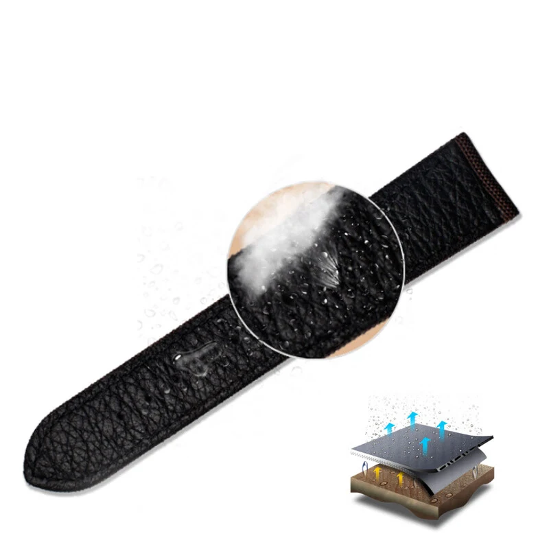 19MM Nylon Real Leather Sole Watch Strap For Casio Forester FT-500WC-3B/5B Soft Black Blue Armygreen And Silver Black Button