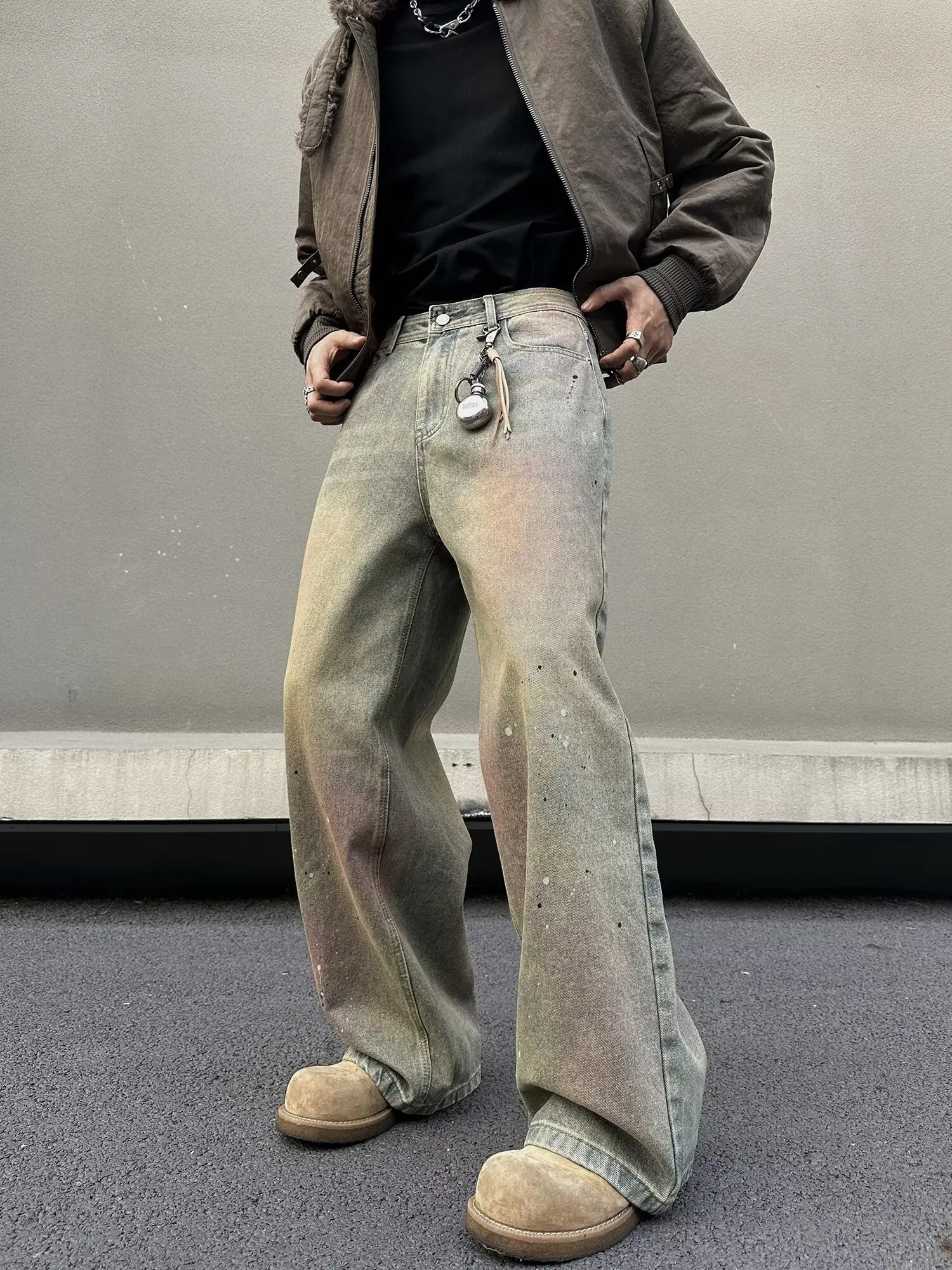 

Ретро-джинсы в американском стиле, свободные прямые брюки в пол, повседневные дышащие джинсы для пар