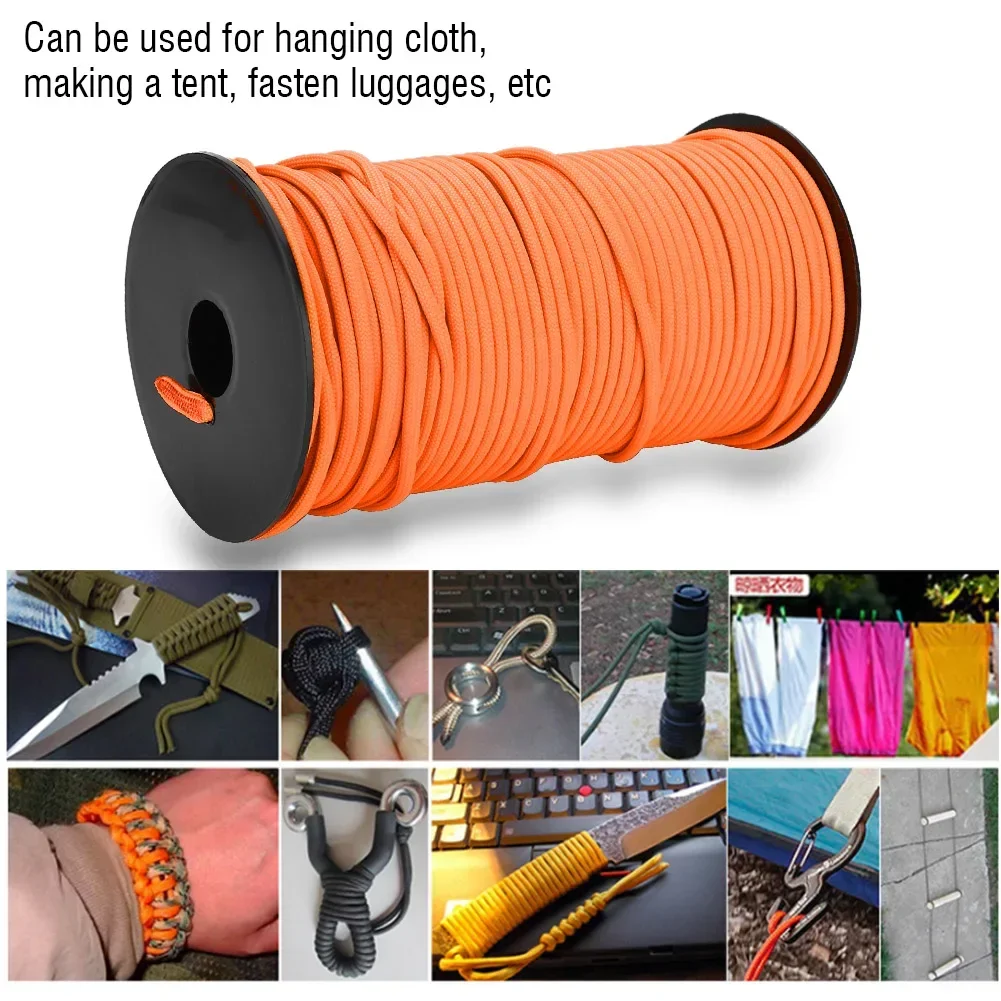 100m 9 Strands 4mm Heavy Duty Parachute Cord Lanyard String Cloth Line Camp Rope