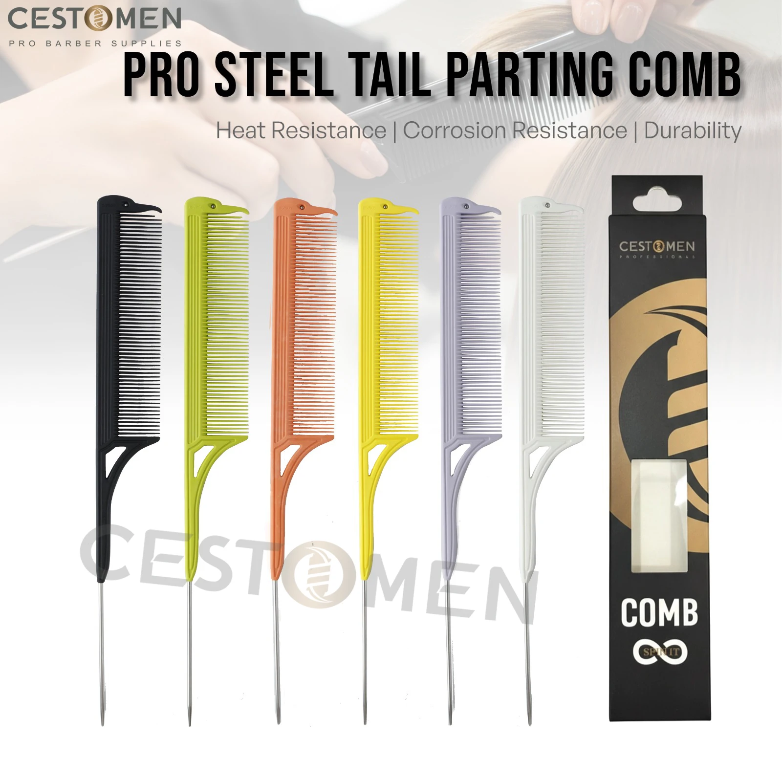 

1Pc New Design Pro Steel Pin Rat Tail Combs Anti-static Pointed Needle Tail Hairdressing Styling Hair Comb Barber Accessories