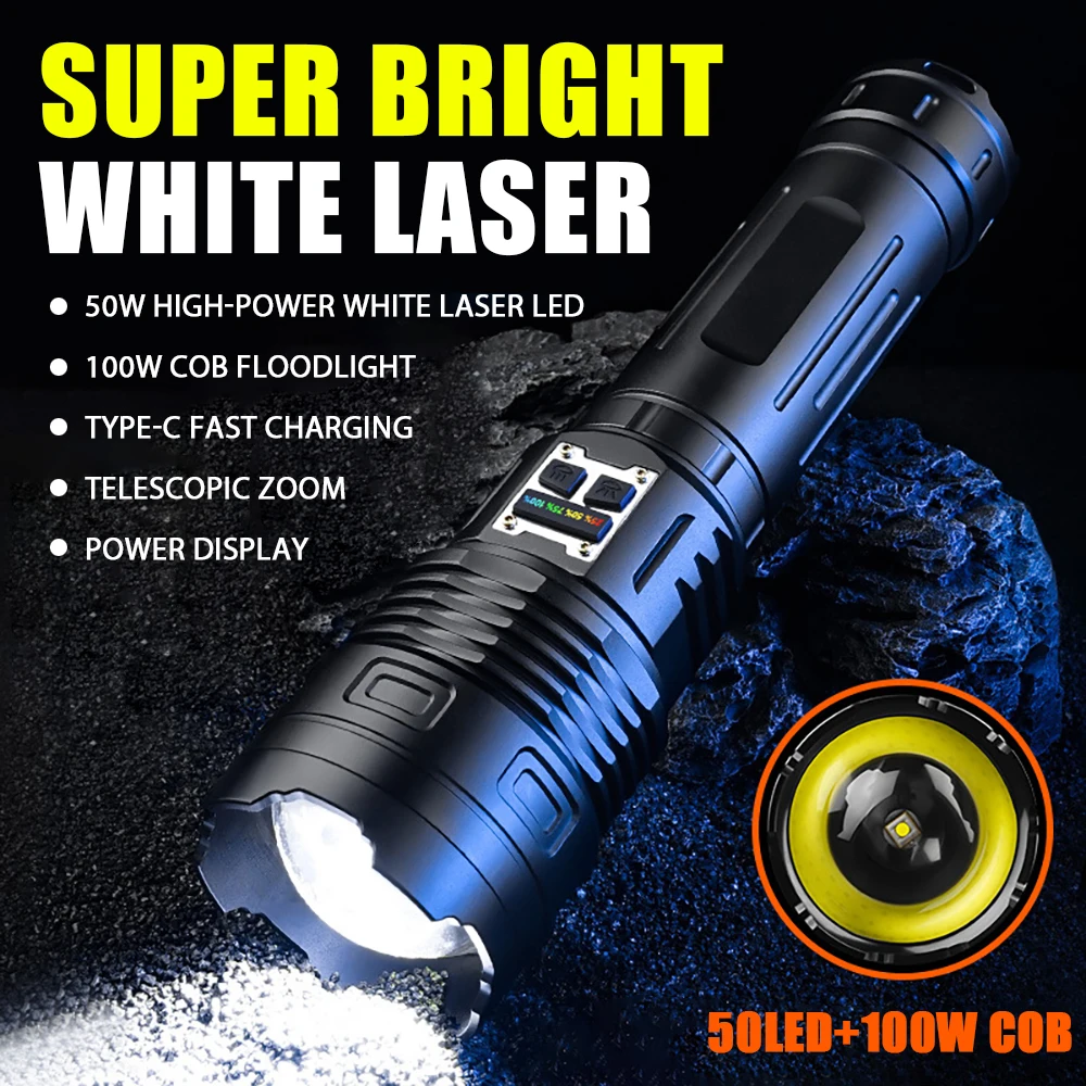 Super Bright Led Flashlight USB Rechargeable Long Range Tactical Torch Zoomable Emergency Outdoor Flashlight Camping Lantern