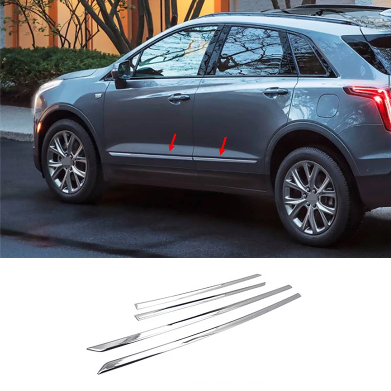 

Car Accessories For Cadillac XT5 2017-2020 2021 2022 2023 ABS Chrome Side Door Car Body Molding skirts scratch Cover Trim 4PCS