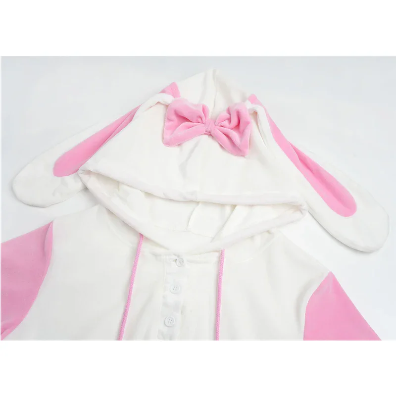 Coniglio ricamo carino stampato felpa con cappuccio tuta donna Anime ragazza costumi Cosplay Hairball gioco di ruolo biancheria intima rosa pigiama Outfit