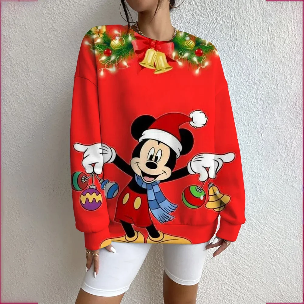 Women's Sports Pullovers O Neck Disney Christmas Series Print Loose Casual Pullovers Fashion Long Sleeve Hoodies for Women