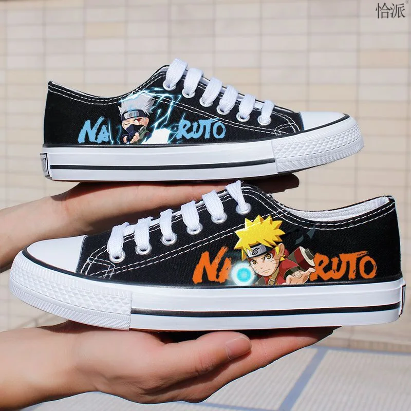 Naruto Uchiha Itachi Sneakers Black Couples Low Help Canvas Shoes Anime Graffiti Breathable Cool Street Shoes Sneakers Shoes