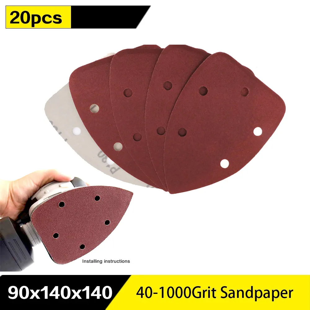 20pcs Self-adhesive Sandpaper Triangle 5 holes Delta SanderHook Loop Sandpaper Disc Abrasive Tools For Polishing Grit 40-1000