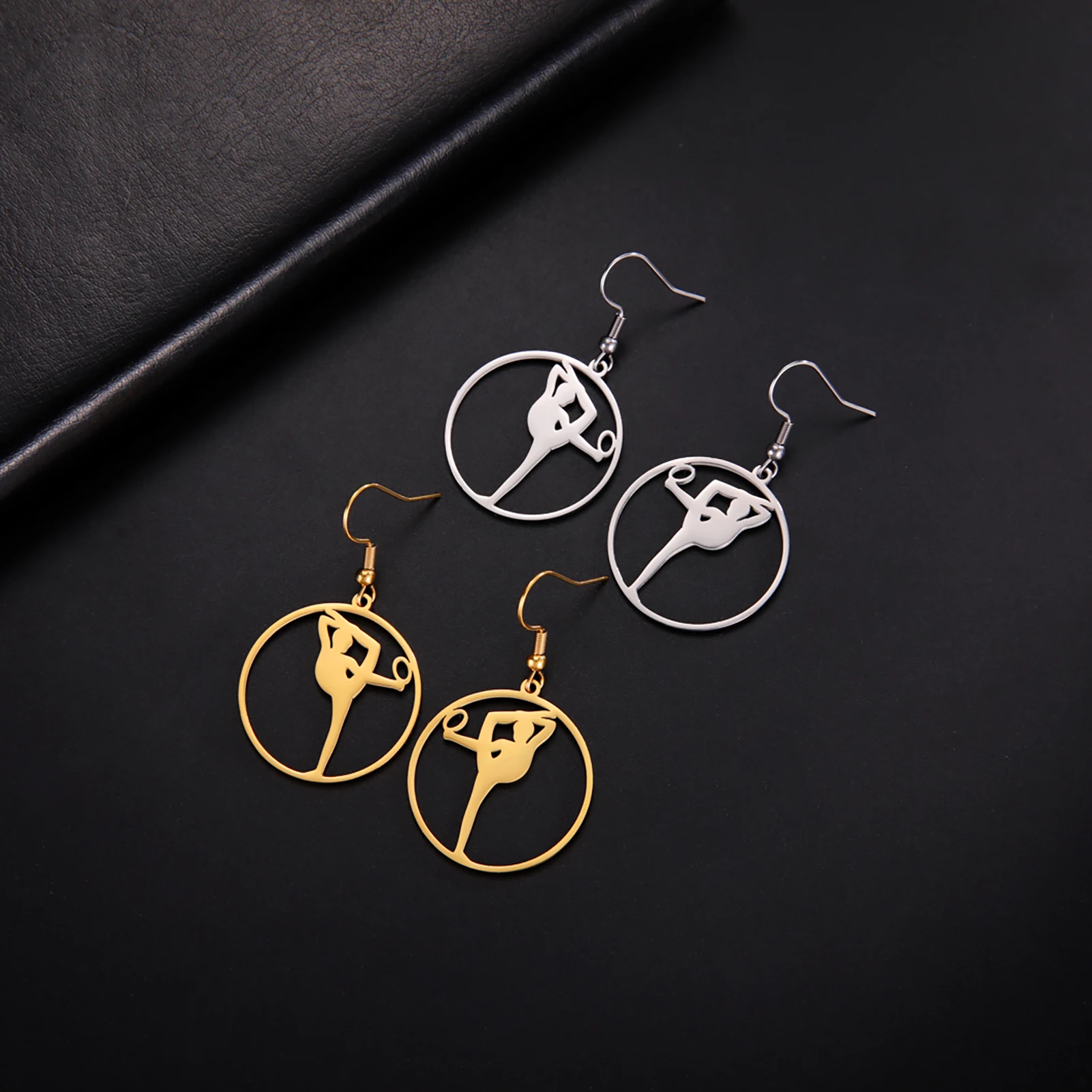 Unift Rhythmic Gymnastics Earrings for Women Aerial Silks Dancer Gymnast Ball Girl Dangle Earrings Fashion Sport Jewelry Gift