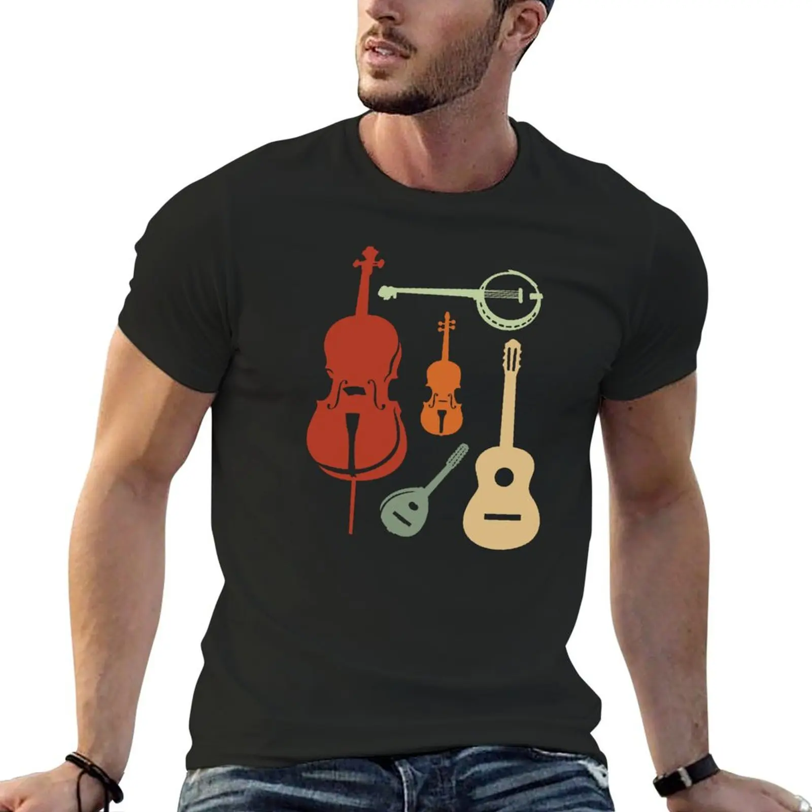 Bluegrass Instruments for Folk Bluegrass Country Music Fans T-Shirt anime mens clothing