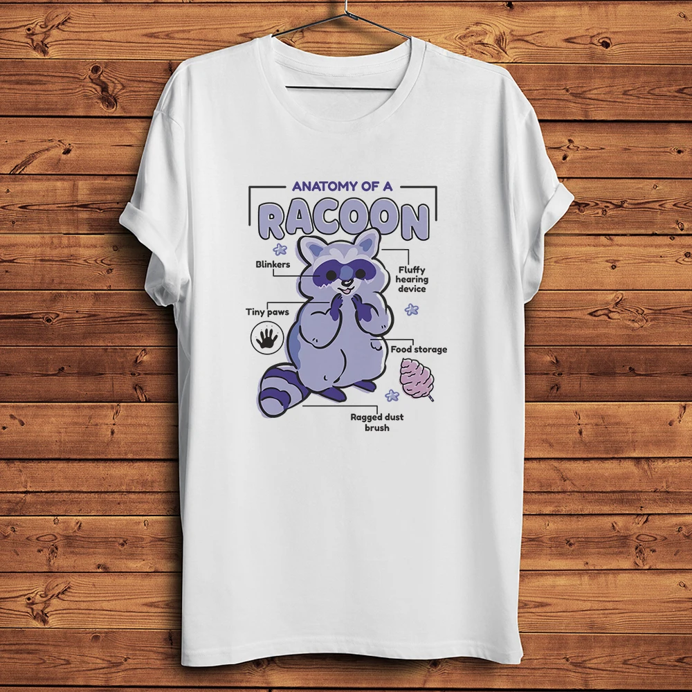 Funny Anatomy Racoon Raccoon T Shirt Homme Men Casual Short Sleeve Tshirt Unisex Streetwear Tee Breathable Print