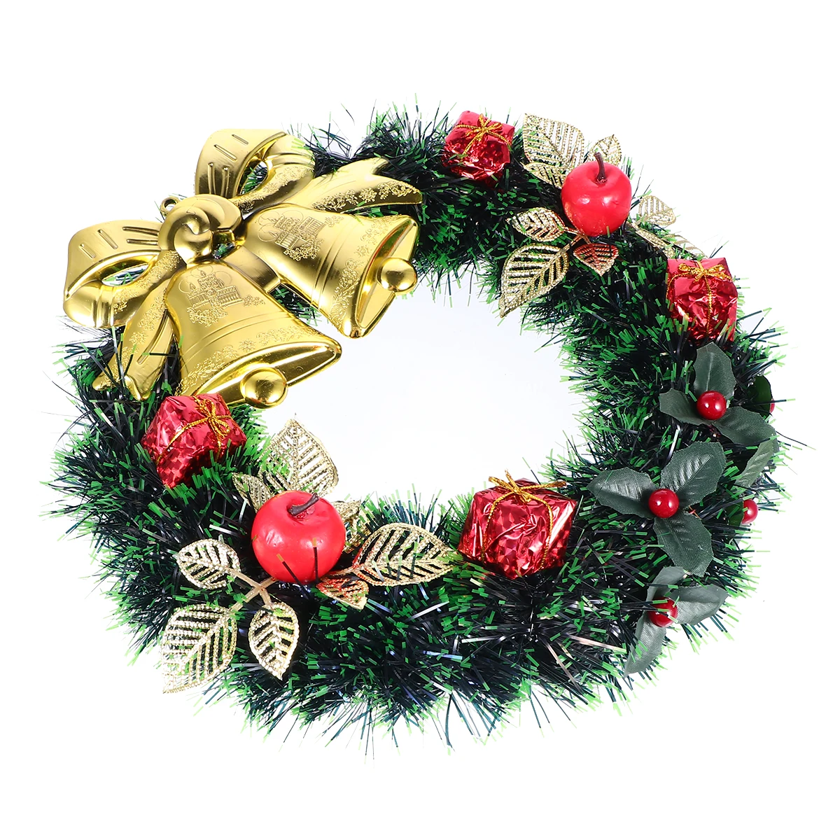 

Coat Hanger Christmas Wreath Front Door Decor Winter Wreaths Pvc Garland Gold Colour