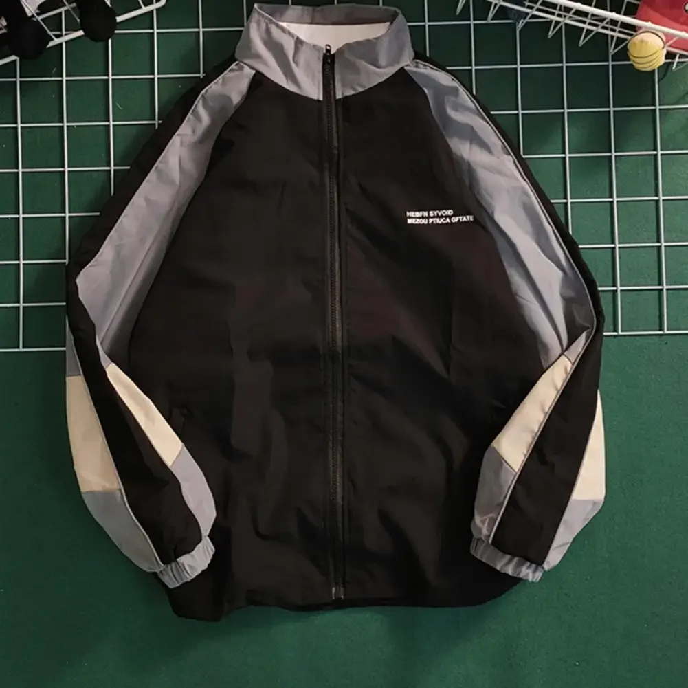 

Hip Hop Varsity Jacket Men High Street Patchwork Color Block Windbreaker Coats Women Spring Autumn Thin Fashion College Jackets