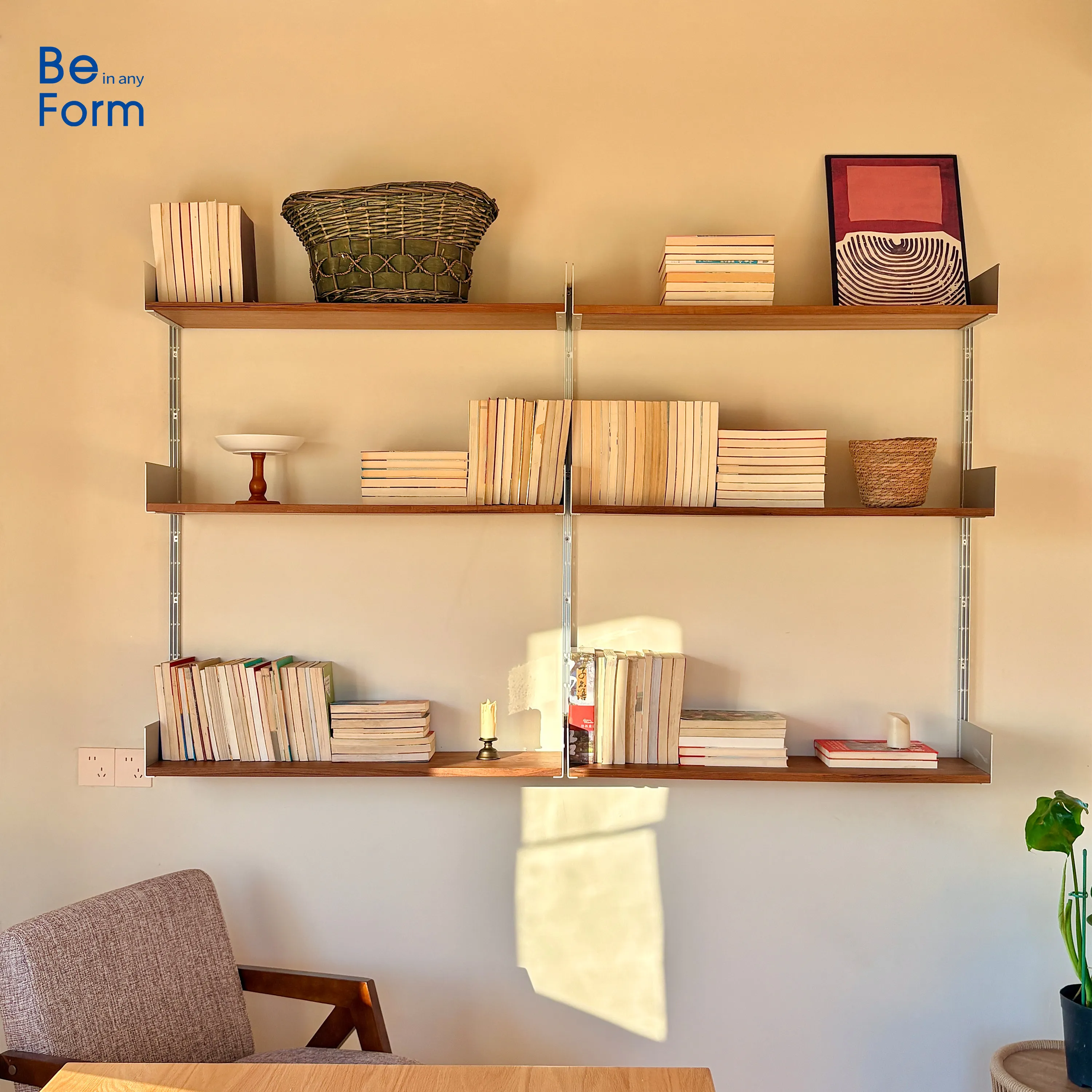 BeForm solid wood shelf medium antique vitsoe606 wall bookshelf coffee corner log dining side cabinet