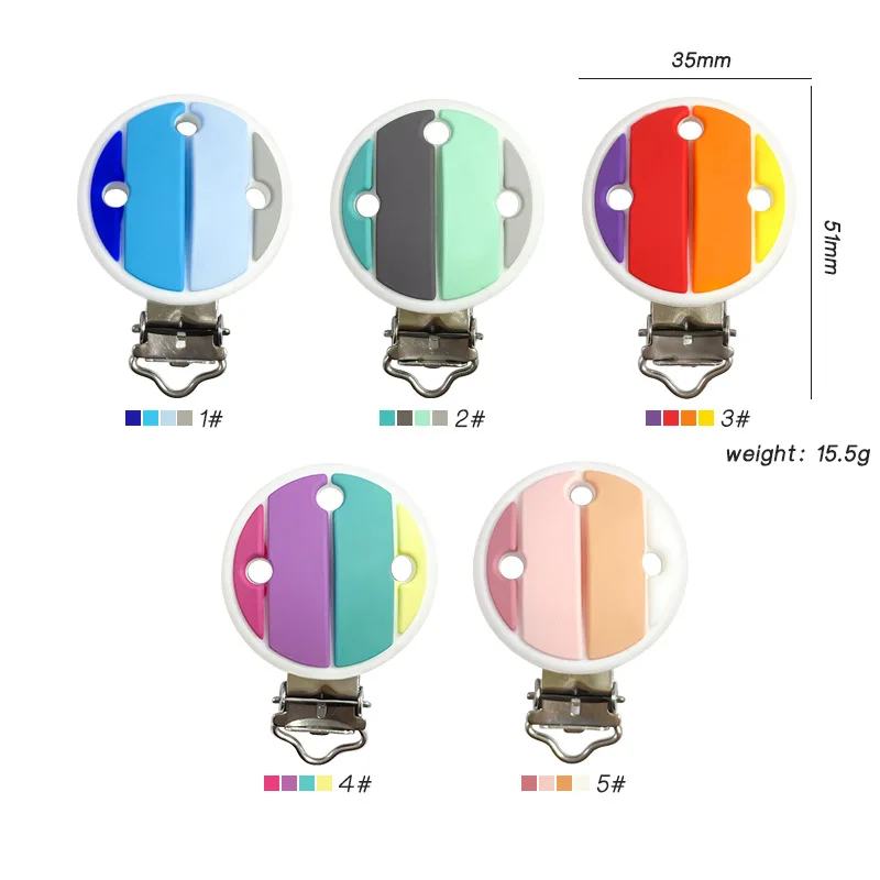 1pcs rainbow round Silicone clip Silicone Baby DIY Pacifier Chain Clips Toy Jewelry Accessories