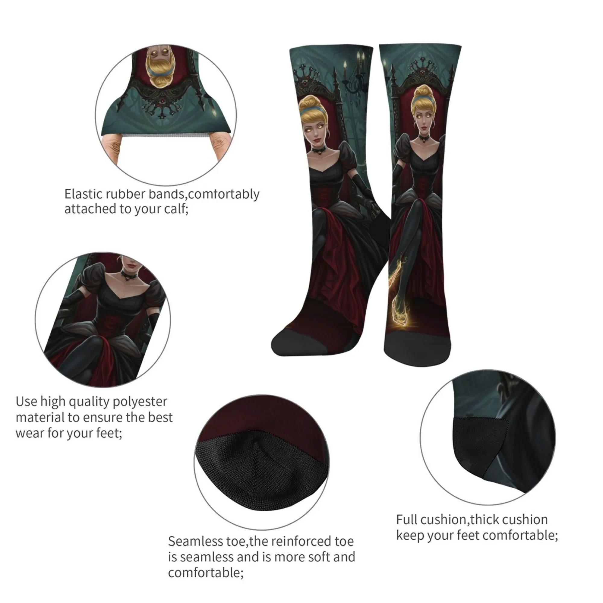 Calcetines divertidos de princesa de cuento de hadas de fantasma oscuro, calcetines con estampado de dibujos animados de terror de Hip-Hop callejero, calcetines informales cómodos de moda Unisex, regalo