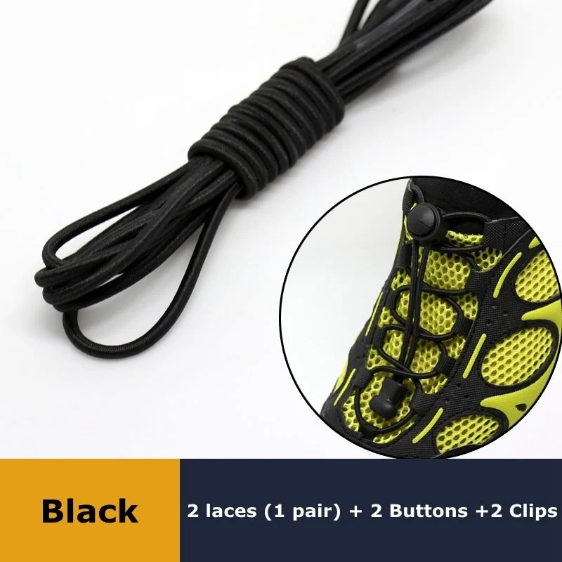 100cm Tieless Shoe Strings Elastic No Tie Shoelaces with Lock Clips DIY Cuttable for Adults Kid Sneaker Running Shoes Universal