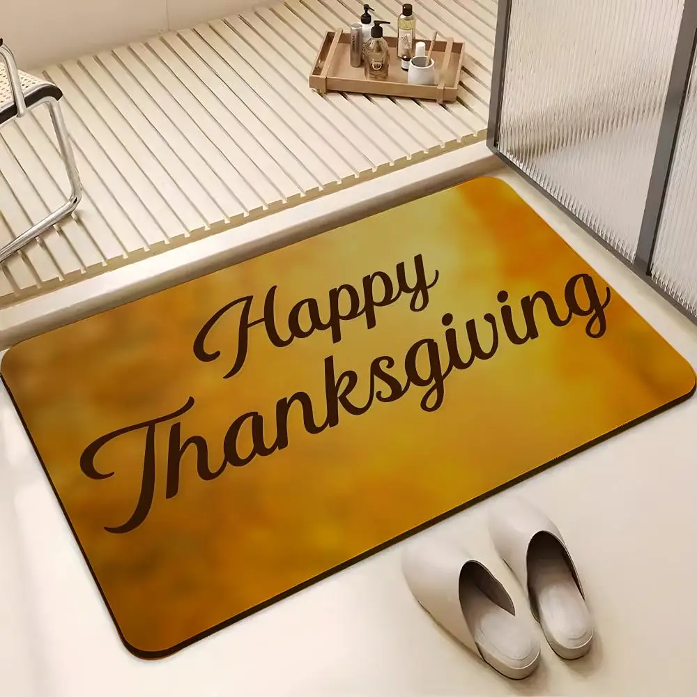 ANIME T-Thanksgiving Day Floor Mat Absorbent Floor Mat Non-Slip Entrance Rug for Bathrooms Restrooms and Toilets